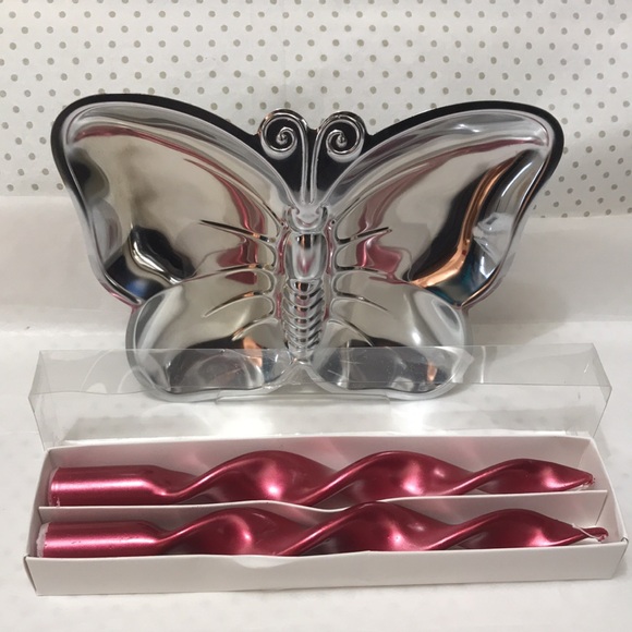 Vintage Pair of Crystal Cut Candlestick Holders Red Christmas Candle Sticks - Picture 3 of 7